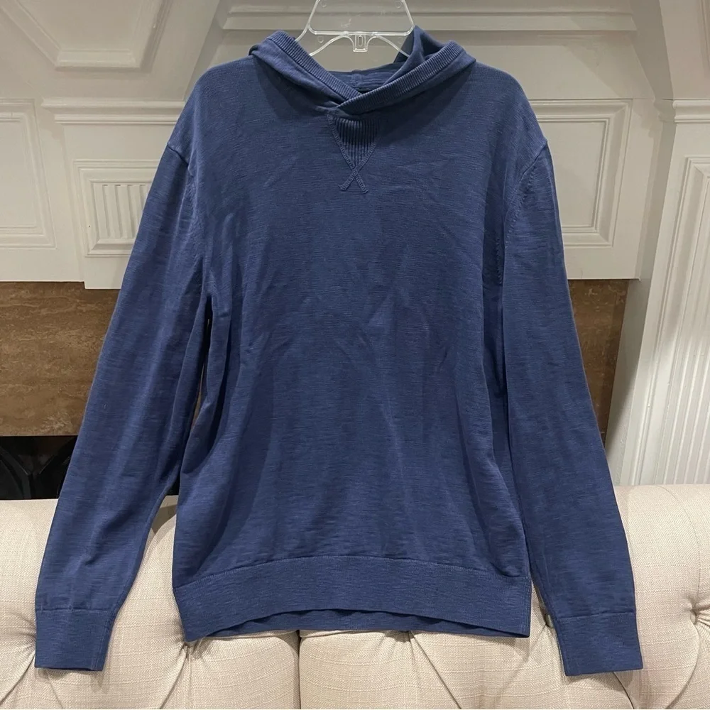AR:  Banana Republic Mens Medium Hoodie Sweater 100% Cotton Slub Blue